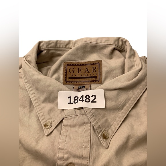 Gear For Sports Fear This Logo Button Up Long Sleeve Shirt Men's Size 2XL Khaki - Picture 10 of 10